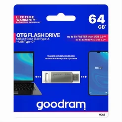 PEN DRIVE 64 GB USB 3.2 GEN 1 3.0 TYPE-A + USB TYPE C DUAL DRIVE OTG ODA3-64GB