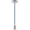 PENDENTE IN ACCIAIO BLU A SOFFITTO CROMATO PORTALAMPADA LAMPADA DESIGN MODERNO