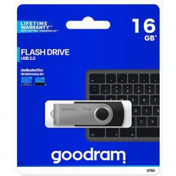 PENDRIVE CHIAVETTA USB UTS2 16 GB USB 2.0 TIPO A GIREVOLE NERO ARGENTO UTS2-16GB
