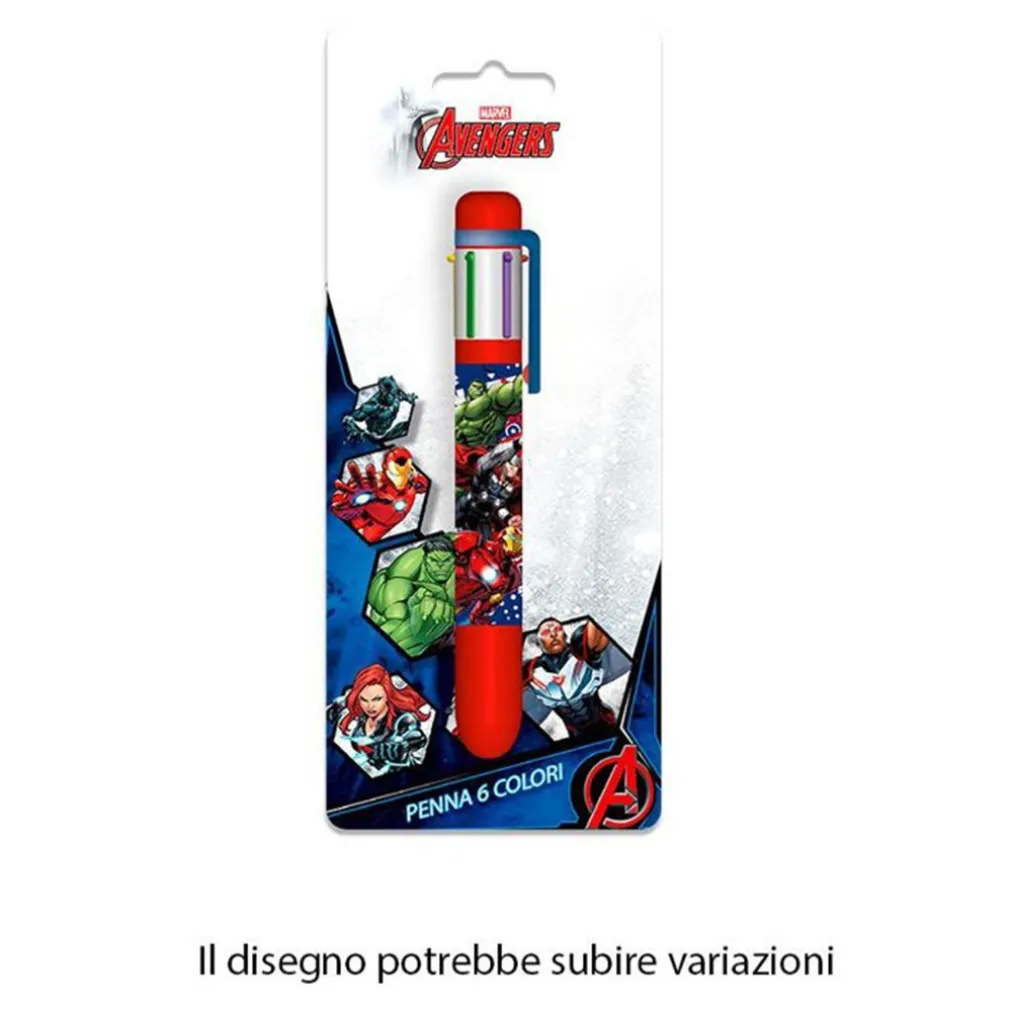 PENNA CON 6 COLORI AVENGERS ACCESSORIO SCUOLA REGALO CANCELLERIA PER BAMBINI 961686