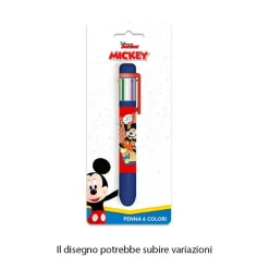 PENNA CON 6 COLORI TOPOLINO ACCESSORIO SCUOLA REGALO CANCELLERIA PER BAMBINI 961716