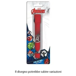 PENNA CON TORCIA GRAFICA AVENGERS ACCESSORI PER SCUOLA REGALO FESTE BAMBINI 953124