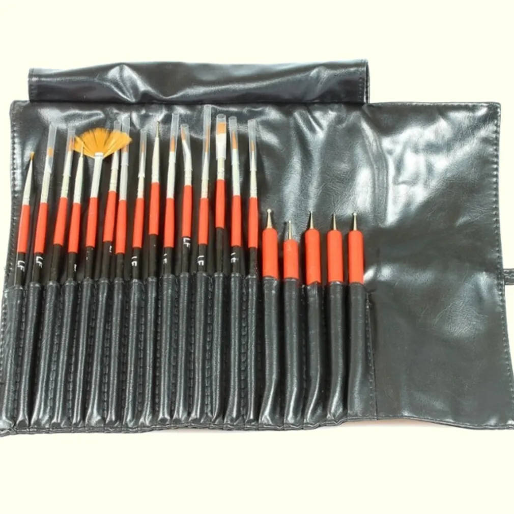 PENNELLI SET 20 PEZZI CON POCHETTE PORTAPENNELLI PENNELLO DOTTING IN ECO PELLE