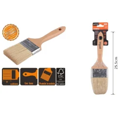 PENNELLO PIATTO 25.5 CM CON MANICO IN LEGNO SETOLE MORBIDE PITTURA VERNICE 90207