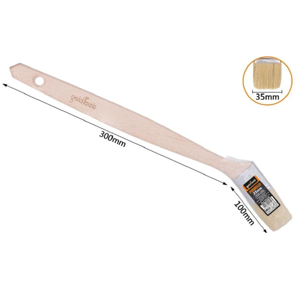 PENNELLO PIATTO 35 MM OBLIQUO MANICO IN LEGNO LUNGO COLLO ANGOLARE PITTURA 90240