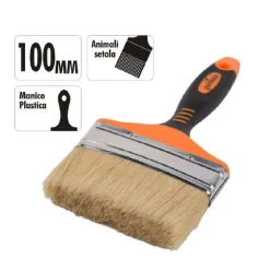 PENNELLO PIATTO 4" 100MM SETOLE MORBIDE PITTURA VERNICE MANICO ANTISCIVOLO 90280