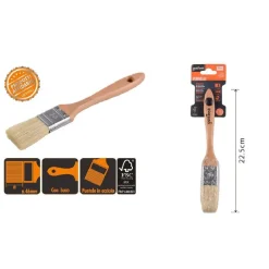 PENNELLO PIATTO 22.5CM CON MANICO LEGNO SETOLE MORBIDE PER PITTURA VERNICE 90203