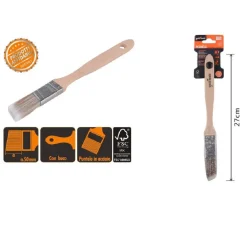 PENNELLO PIATTO 27CM OBLIQUO CON MANICO IN LEGNO SETOLE LUNGHE DA PITTURA 90210