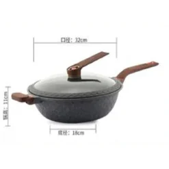 PENTOLA PADELLA COTTURA A PRESSIONE CON COPERCHIO VETRO 32CM TX-8402 WOK CUCINA