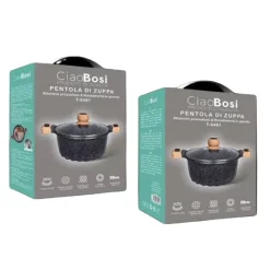 PENTOLA TEGAME PER ZUPPA RIVESTITO GRANITO CON COPERCHIO 20CM ANTIADERENTE T-9481