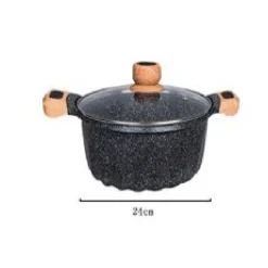 PENTOLA TEGAME PER ZUPPA RIVESTITO IN GRANITO CON COPERCHIO VETRO 24 CM T-9482