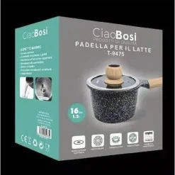 PENTOLINO PADELLA LATTE PENTOLA BOLLILATTE CON MANICO COPERCHIO 16CM 1,2LT T-9475