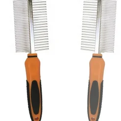 PETTINE BILATERALE DENTATURA METALLO PETTINA SPAZZOLA CANE GATTO TOILETTATURA