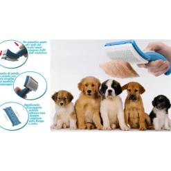 PETZOOM SPAZZOLA AUTOPULENTE PETTINE SOTTOPELO PER PELI CANE GATTO PET ZOOM
