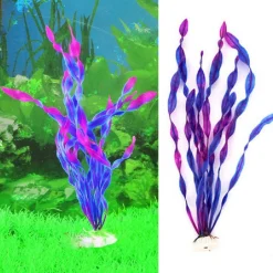 PIANTA 37 CM PIANTINA ARTIFICIALE PER ACQUARIO PIANTE FINTE PLASTICA COL. VIOLA