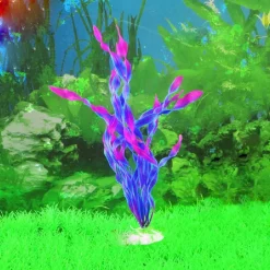 PIANTA 37 CM PIANTINA ARTIFICIALE PER ACQUARIO PIANTE FINTE PLASTICA COL. VIOLA