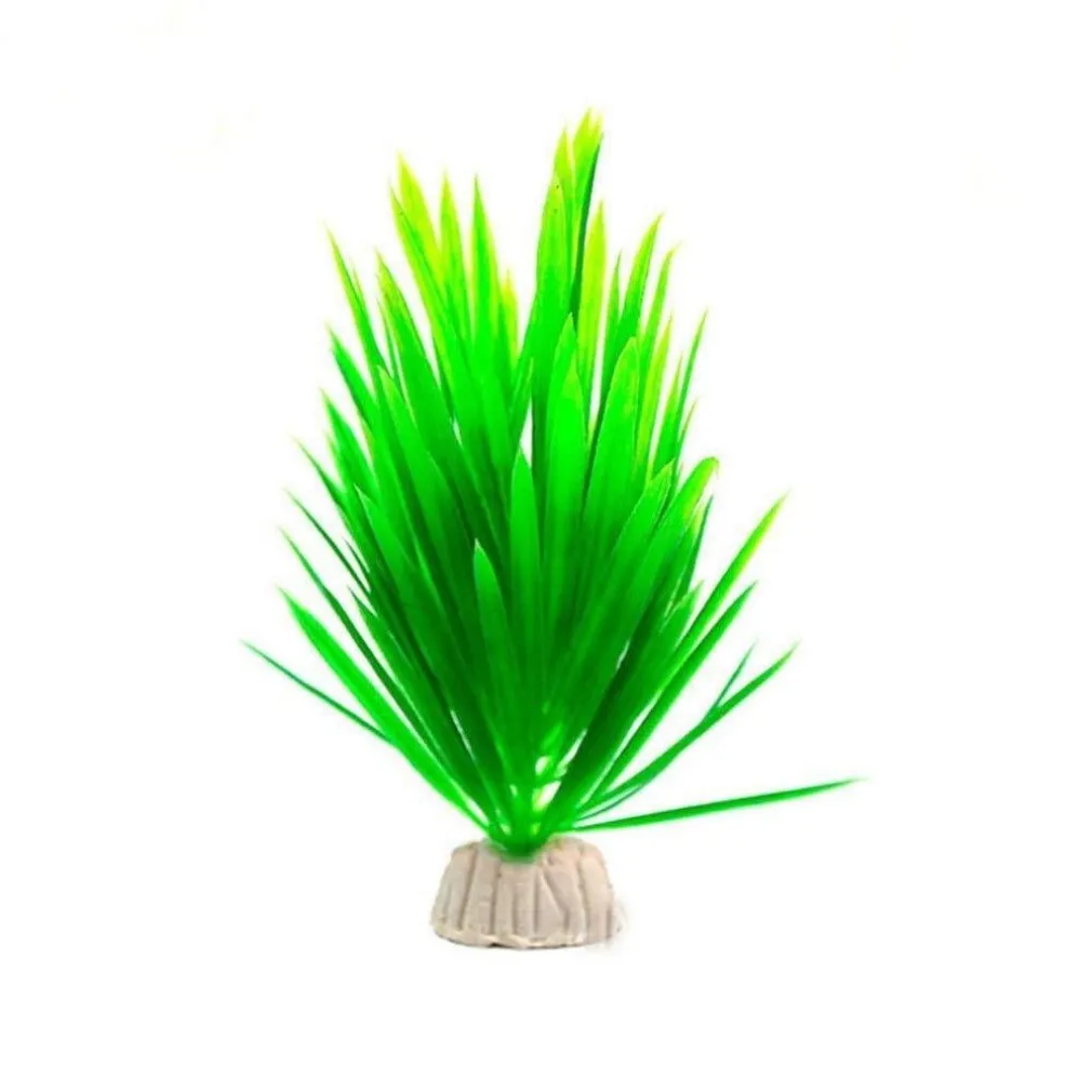 PIANTA PIANTINA ARTIFICIALE PER ACQUARIO PIANTE FINTE PLASTICA VERDE A PUNTA