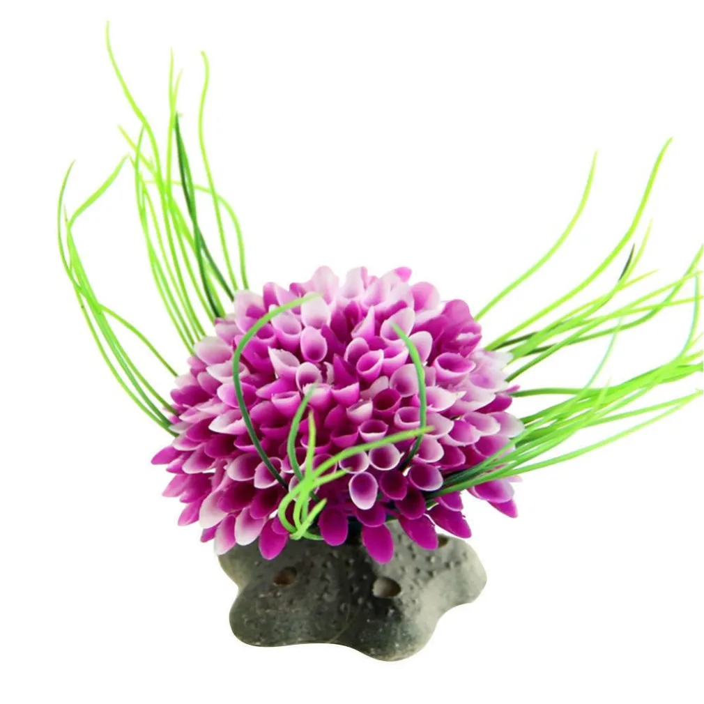 PIANTA PIANTINA ARTIFICIALE PER ACQUARIO PIANTE FINTE PLASTICA CESPUGLIO VIOLA