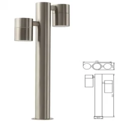 PIANTANA LAMPIONE DA GIARDINO 2 LAMPADE AGARA 35W GU10 LED LUCI VIALETTO IP44