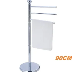PIANTANA PORTA ASCIUGAMANI ARREDO BAGNO 3 BRACCI METALLO CROMATO 90CM