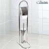 PIANTANA PORTA ROTOLO CON SCOPINO DA BAGNO METALLO LUCIDO CROMATO BAGNO WC 80 CM