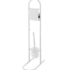 PIANTANA PORTA ROTOLO CON SCOPINO DA BAGNO METALLO LUCIDO BIANCO BAGNO WC 80 CM