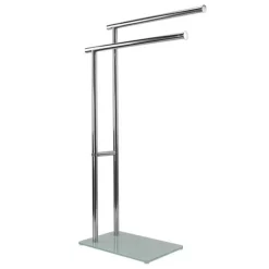 PIANTANA PORTASCIUGAMANI ARREDO BAGNO 2 BRACCI METALLO CROMATO BASE VETRO 59967