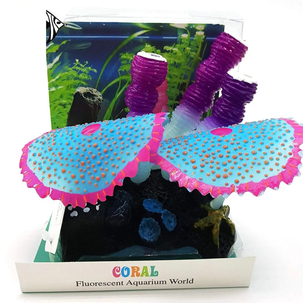 PIANTE CON FUNGHI COLORATI FLUORESCENTE 10X10CM EDEN_6587 ARTIFICIALI ACQUARIO