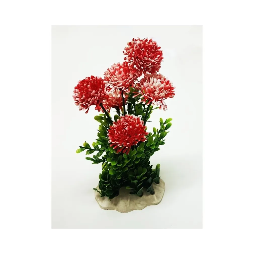 PIANTE FIORI COLORATI ALTE 25CM ARTIFICIALI FINTE ORNAMENTO ACQUARIO DECORAZIONI