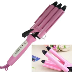 PIASTRA ARRICCIA CAPELLI A 3 RAMI ONDULATORE TRIFERRO ROSA DA 40W CAPELLI RICCI