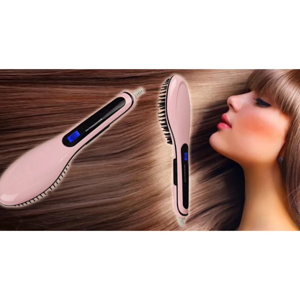 PIASTRA ELETTRICA IONICA LCD SNODA LISCIA CAPELLI SPAZZOLA TEMPERATURA HQT-906