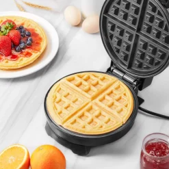PIASTRA ELETTRICA MACCHINA WAFFLE MAKER 1000W GRIGLIA PIASTRE ANTIADERENTI NERO