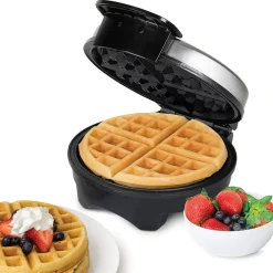 PIASTRA ELETTRICA MACCHINA WAFFLE MAKER 1000W GRIGLIA PIASTRE ANTIADERENTI NERO