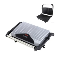 PIASTRA GRIGLIA ELETTRICA BISTECCHIERA TOAST PANINI 2 IN 1 DI ROYALTY LINE 750W