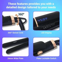 PIASTRA PER CAPELLI LISCIANTE DONNA 50W DISPLAY LED CON 7 TEMPERATURE VGR V-515