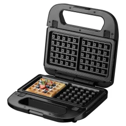 PIASTRA TOSTIERA ELETTRICA 3IN1 CON 3 PIASTRE ANTIADERENTE INTERCAMBIABILI 750W SALVASPAZIO