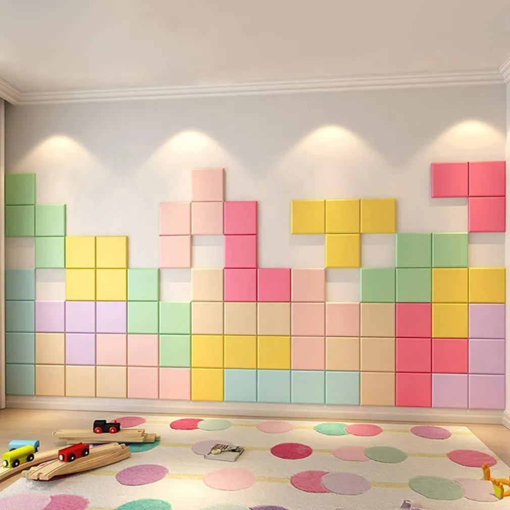 PIASTRELLE ADESIVE MURALI 3D IN ECOPELLE ANTI COLLISIONE MORBIDA PANNELLI 30X30