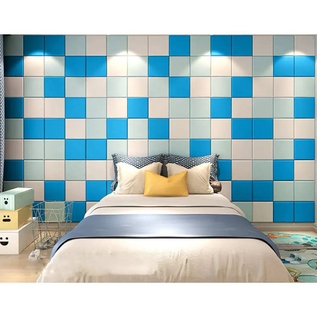 PIASTRELLE ADESIVE MURALI 3D IN ECOPELLE ANTI COLLISIONE MORBIDA PANNELLI 30X30