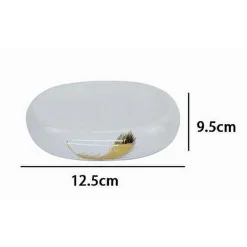 PIATTINO PER SAPONE IN CERAMICA BIANCA CON PIUMA ORO PORTASAPONETTA BAGNO 59896