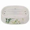 PIATTINO PER SAPONE PORTA SAPONETTA DECORATO FIORI FOGLIE ACCESSORIO BAGNO 87056