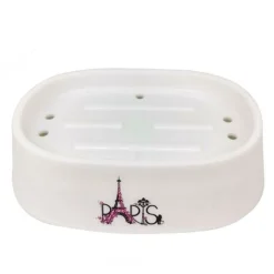PIATTINO PER SAPONE PORTA SAPONETTA DECORATO SCRITTA PARIS ACCESSORI BAGNO 87042