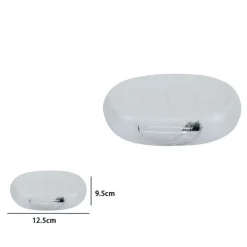 PIATTINO PER SAPONE SAPONETTA CERAMICA BIANCA DECORATO PIUMA ARGENTO BAGNO 59900