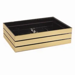 PIATTINO PORTA SAPONE SAPONETTA ORO A RIGHE STILE MODERNO ARREDO BAGNO 10387