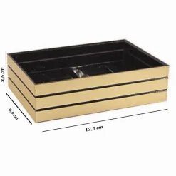 PIATTINO PORTA SAPONE SAPONETTA ORO A RIGHE STILE MODERNO ARREDO BAGNO 10387