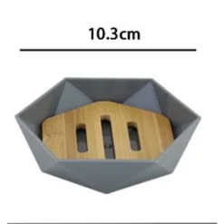 PIATTINO PORTA SAPONE SAPONETTA FORMA ESAGONALE GEOMETRICO GRIGIO LEGNO DA BAGNO 10848