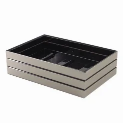 PIATTINO PORTA SAPONE SAPONETTA ARGENTO A RIGHE STILE MODERNO ARREDO BAGNO 10391