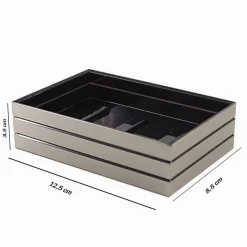 PIATTINO PORTA SAPONE SAPONETTA ARGENTO A RIGHE STILE MODERNO ARREDO BAGNO 10391