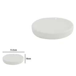 PIATTINO PORTA SAPONE SAPONETTA PER ARREDO DA BAGNO IN CERAMICA RIGATA BIANCA 87804