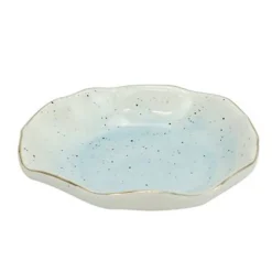 PIATTINO PORTA SAPONE SAPONETTA BAGNO BIANCO AZZURRO EFFETTO PIETRA ARREDO 79274