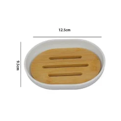 PIATTINO PORTA SAPONE SAPONETTA BIANCO LEGNO ACCESSORI BAGNO 12.5 X 9.5 CM 69480